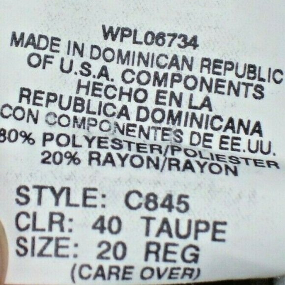 Claiborne Boys Pleated Slacks Taupe 20 Regular - Picture 7 of 8